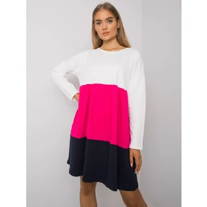 RUE PARIS Ecru-fuchsia cotton dress