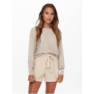 Beige Women's Ribbed Sweater with Bat Sleeves ONLY Adaline - Women