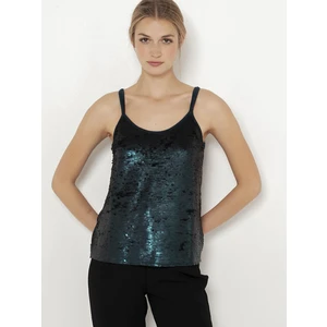 Dark Green Tank Top with Sequins CAMAIEU - Women