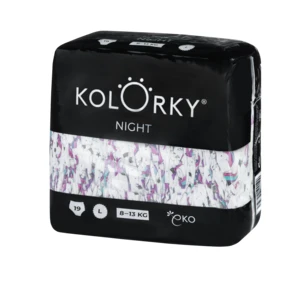 KOLORKY NIGHT - L (8-13 kg) - 19 ks - nočné jednorázové ekoplienky