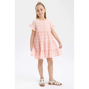 DEFACTO Baby Girls Gingham Short Sleeved Ruffle Dress