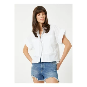 Koton Standard Shirt Collar Plain Off-White Women's Shirts 3sak60018pw