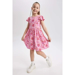 DEFACTO Girl Patterned Short Sleeve Combed Cotton Dress