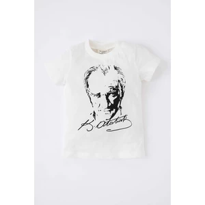 DEFACTO Baby Girls Crew Neck Atatürk Printed Short Sleeved T-Shirt