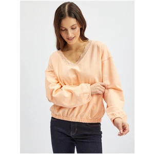 Orsay Apricot Womens Sweatshirt with Lace - Women