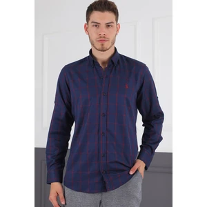 G719 DEWBERRY MEN'S SHIRT-LACİVERT- BURGUNDY