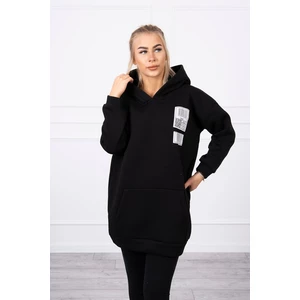 Hooded sweatshirt with patches black