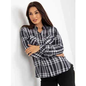 Lady's dark grey viscose checked shirt