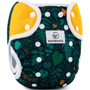 Bamboolik DUO Diaper Cover pratelné svrchní kalhotky na patentky Emerald Forest + Saffron