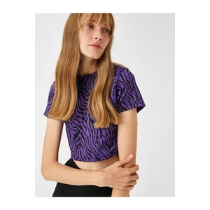 Koton Zebra Patterned Crop T-Shirt