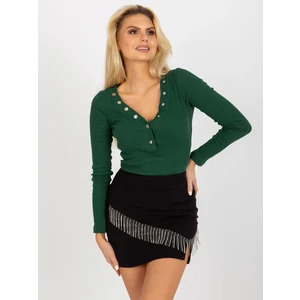 Dark green ribbed blouse