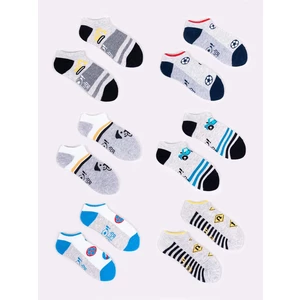 Yoclub Kids's Boys' Ankle Cotton Socks Patterns Colours 6-pack SKS-0008C-AA00-001