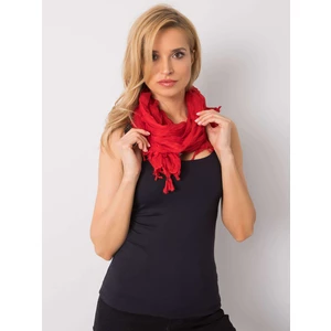 Women's red scarf with fringes