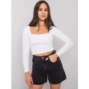 RUE PARIS White short ribbed blouse