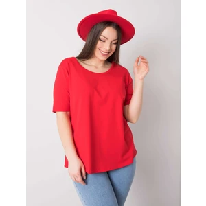 Women's plus size red cotton t-shirt