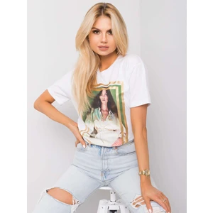 White women´s t-shirt with a print