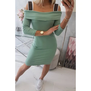 Dress with wide straps dark mint