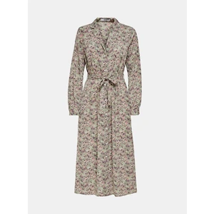 Khaki Floral Shirt Midish dress ONLY Kendall - Women