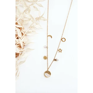 Women's chain with fashionable gold pendants