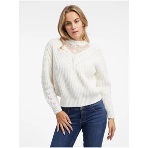 Orsay Women's Cream Sweater with Lace - Women