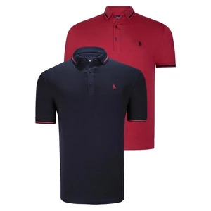 DOUBLE SET T8586 DEWBERRY MEN'S T-SHIRT-BURGUNDY-NAVY BLUE