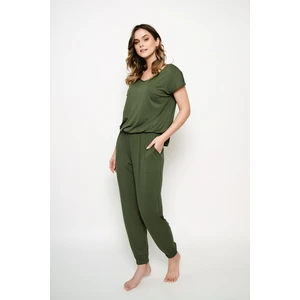 Paramo women's jumpsuit, short sleeves, long legs - khaki