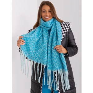 Blue knitted women's scarf