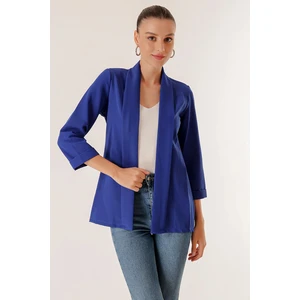 By Saygı Lycra Double Sleeve Fabric Short Jacket with Shawl Collar Width Length.