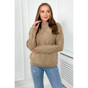 Over-the-head sweater in dark beige diamond