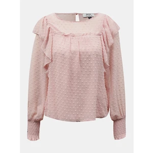 Růžová halenka s volány Dorothy Perkins Petite