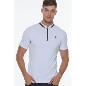 T8571 DEWBERRY ZIPPER MEN'S T-SHIRT-WHITE OPTICAL