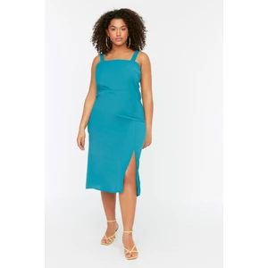 Trendyol Curve Green Slit Detailed Woven Dress