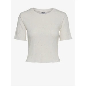 Cream Ribbed T-Shirt Noisy May Tiger - Women