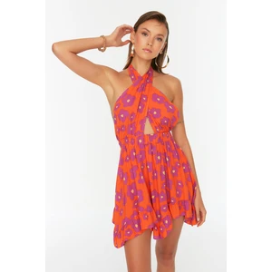 Trendyol Floral Patterned Tie Back Detailed Beach Dress