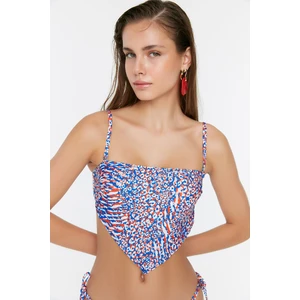 Trendyol Blue Patterned Triangle Bikini Top