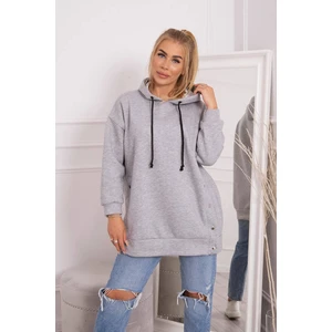 Insulated sweatshirt with grey snap fasteners