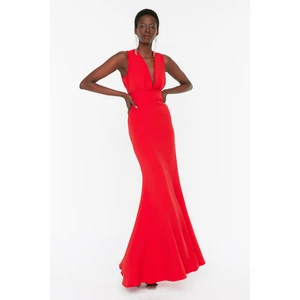 Trendyol Red V-Neck Evening Dress & Graduation Dress