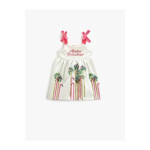 Koton Strapless Applique Detailed Flamingo Print