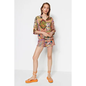 Trendyol Ethnic Pattern Woven Shirt Shorts Set