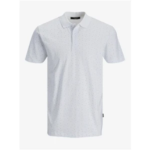 White Mens Patterned Polo T-Shirt Jack & Jones Marseille - Men