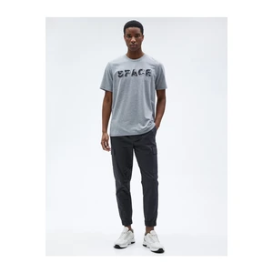 Koton Motto Printed T-Shirt Crew Neck Short Sleeve Textured