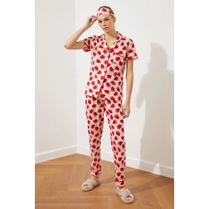 Trendyol Pink Printed Knitted Pyjama Set