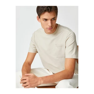 Koton Basic T-Shirt with Pocket Detailed Crew Neck Short Sleeve Cotton.