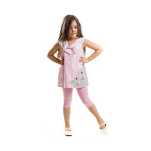 Denokids Pink Polka Dot Cat Tunic Set