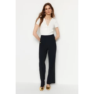 Trendyol Navy Blue Woven Trousers with Accessory Detail