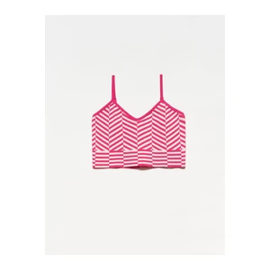 Dilvin 10184 Strap Knitwear Athlete Crop-fuchsia