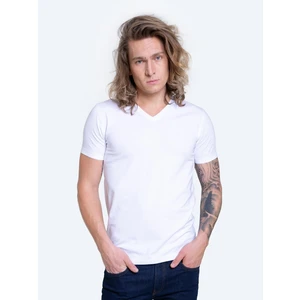 Big Star Man's V_neck_ss T-shirt 152054 Cream Knitted-101