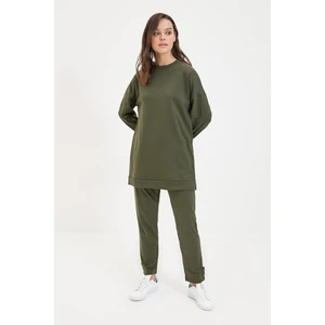 Trendyol Khaki Crew Neck Bottom-Top Set