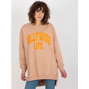 Women's Long Over Size Sweatshirt - Beige