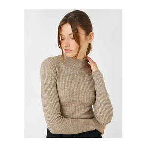 Koton Aysegul Afacan X - Ribbed Stand-Up Collar Sweater